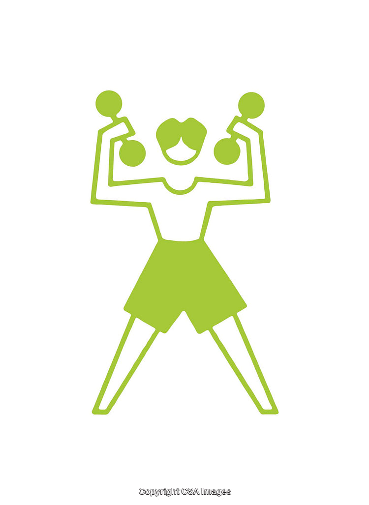 Simple Green Fitness Icon with Dumbbells and Abstract Figure