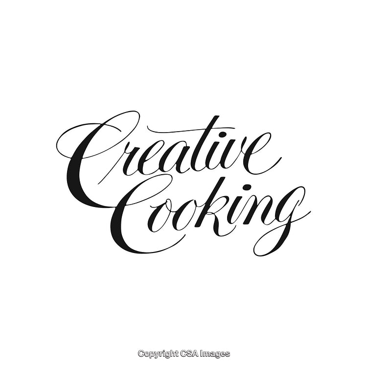 Elegant Calligraphy Representation of Creative Cooking Concept in Black and White