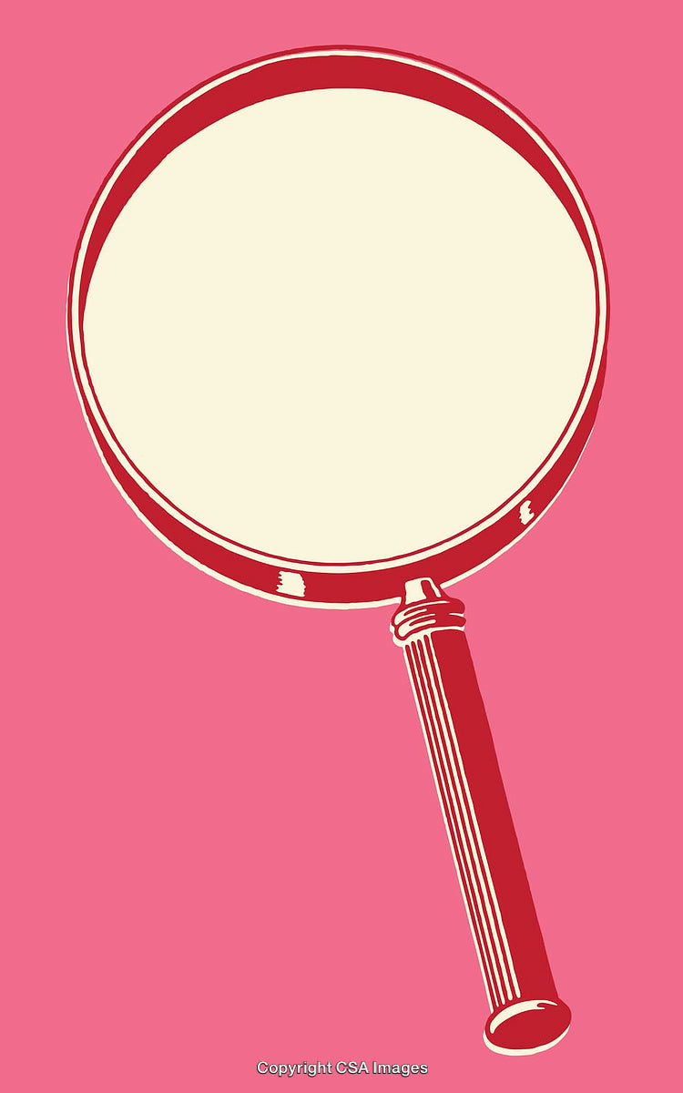 Vintage Red Magnifying Glass on a Pink Background Illustration