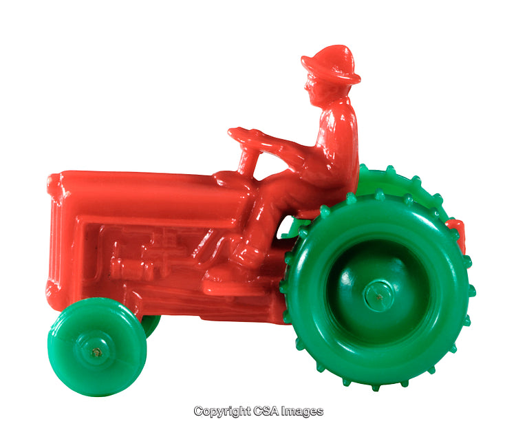 Colorful Plastic Toy Tractor With Driver in Red and Green Design