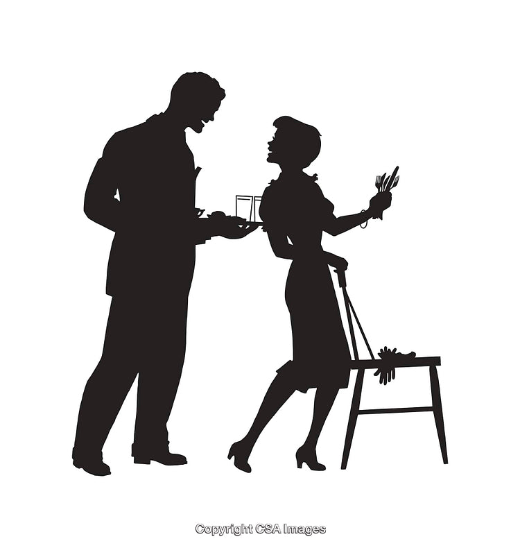 Black and White Silhouette of a Couple in Domestic Setting