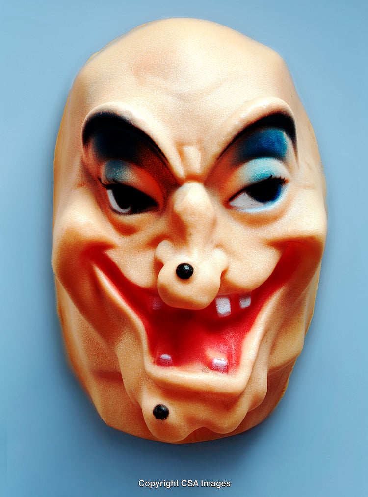 Creepy Halloween Mask with Distinct Scary Features and Bold Colors