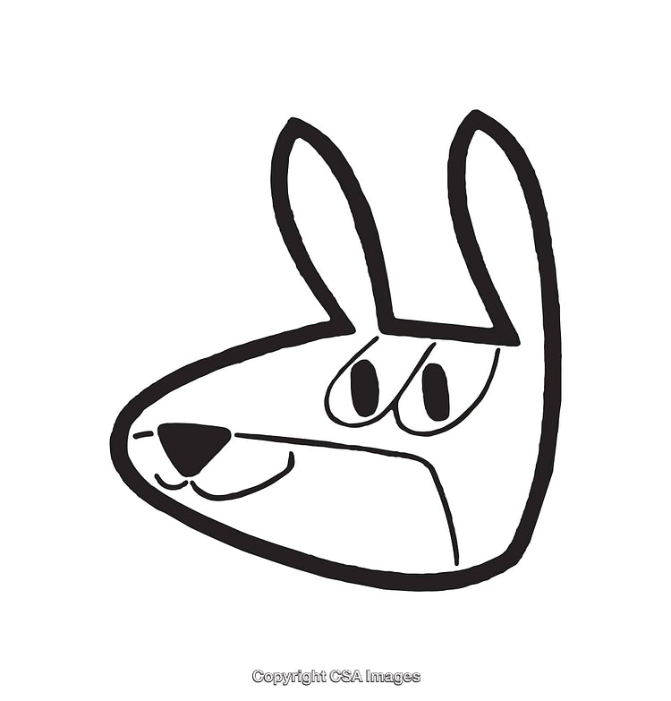 Playful Black and White Line Art Illustration of a Smiling Animal Face