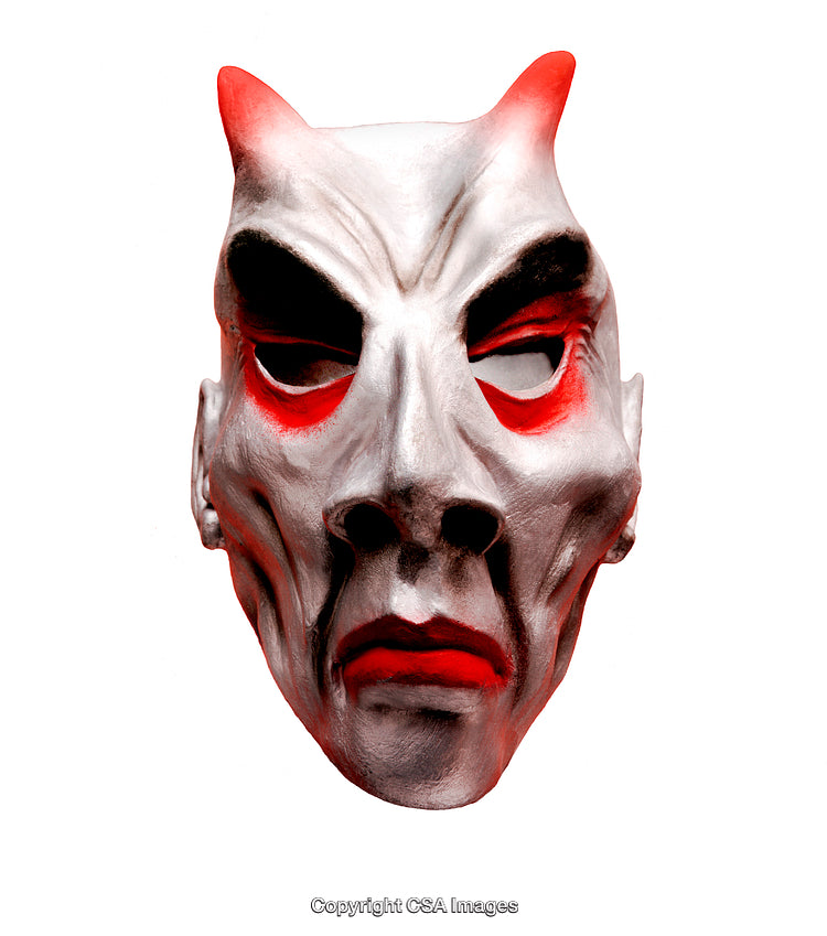 Detailed Mask Of a Demon Face with Intense Red Features for Halloween
