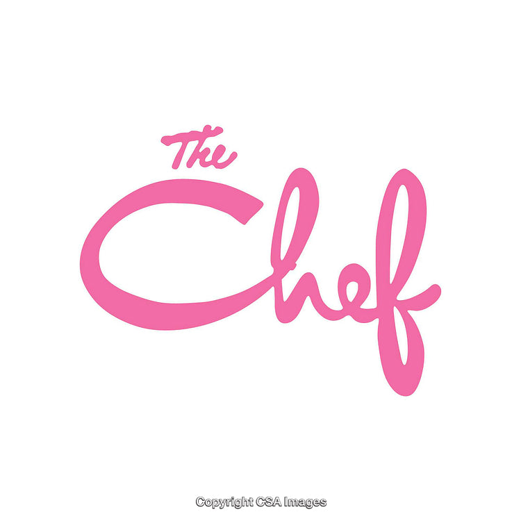 Modern Pink Script Logo with 'The Chef' on a White Background