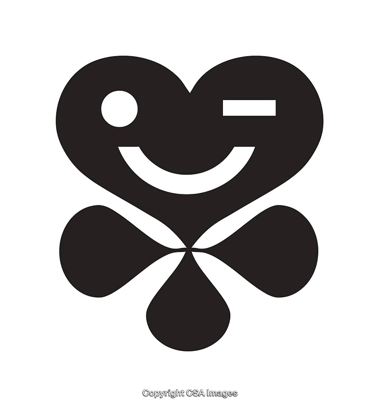 Abstract Black and White Symbol of Heart and Clover Design