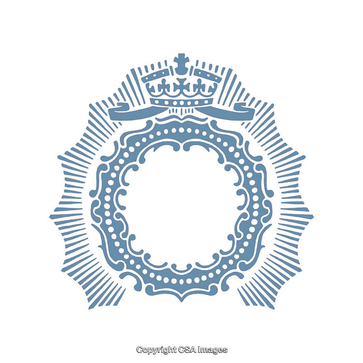 Elegant Ornamental Frame with Crown Symbol on a White Background