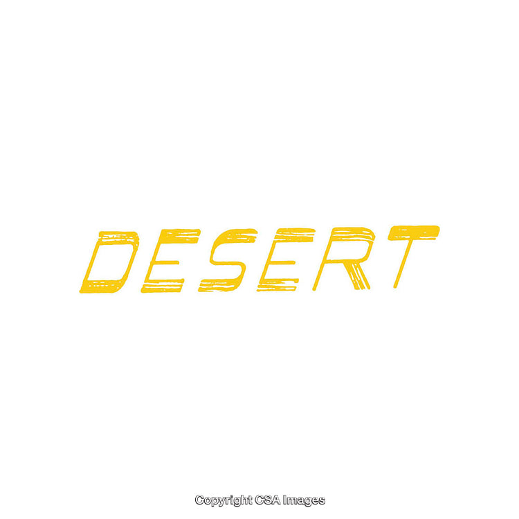 Yellow Text Design Depicting the Word Desert in Simple Typography