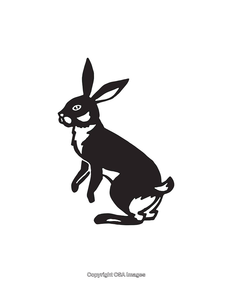 Silhouette Illustration of a Rabbit in a Sitting Pose