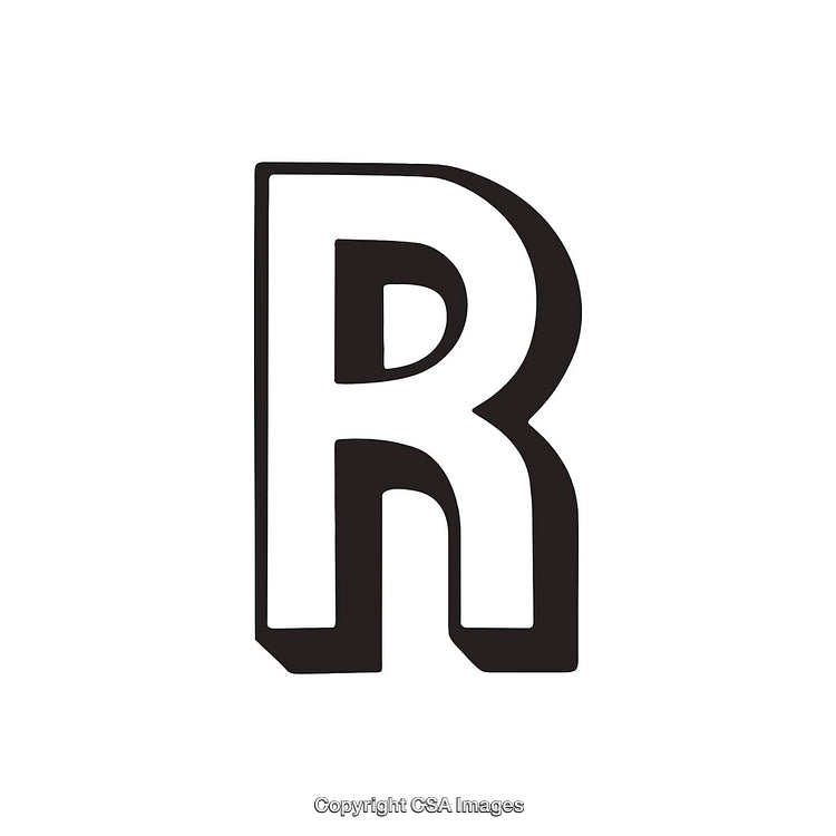 Bold Black and White Decorative Letter R Illustration