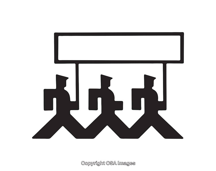 Illustration of Marching Figures Holding Blank Sign in Minimalist Style