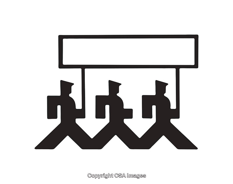 Illustration of Marching Figures Holding Blank Sign in Minimalist Style