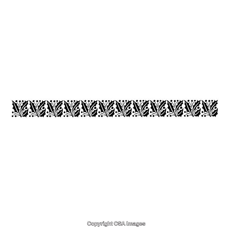 Black and White Decorative Border Design with Floral Elements in Repeating Pattern