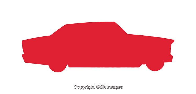 Red Silhouette Icon of a Classic Vintage Car on White Background