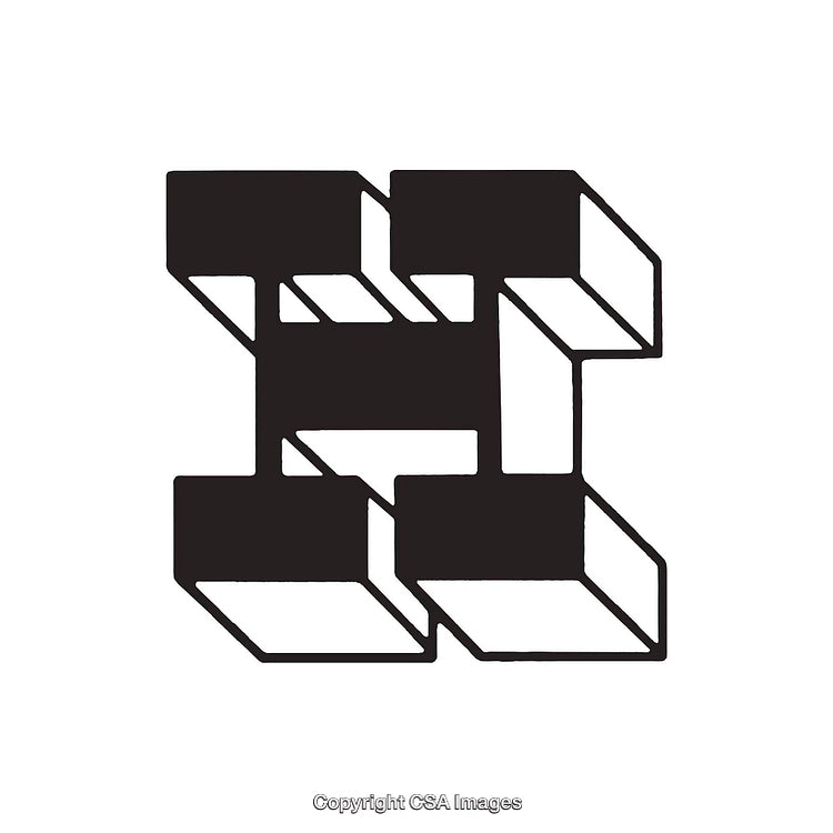 Geometric Black and White Stylized Letter H Symbol Design