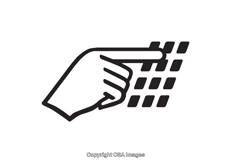 Black and White Line Art of a Finger Pressing Buttons