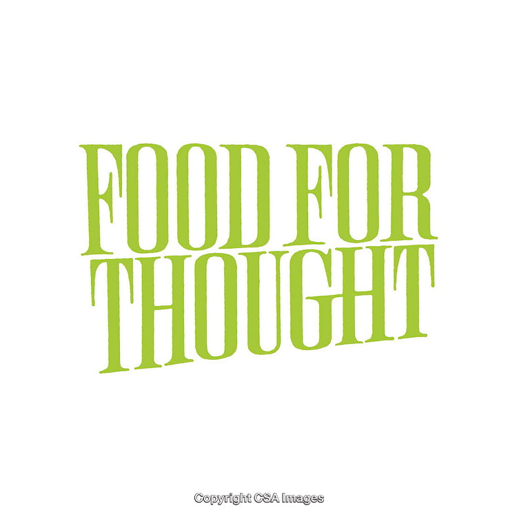Inspirational Green Typography Reading Food for Thought on White Background