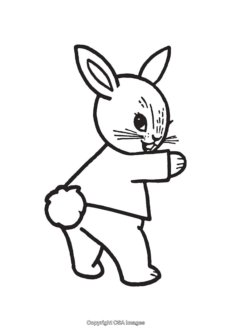 Adorable Line Art Illustration of a Cute Bunny in Playful Pose