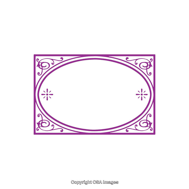 Elegant Purple Ornate Frame with Decorative Flourishes and Space for Text