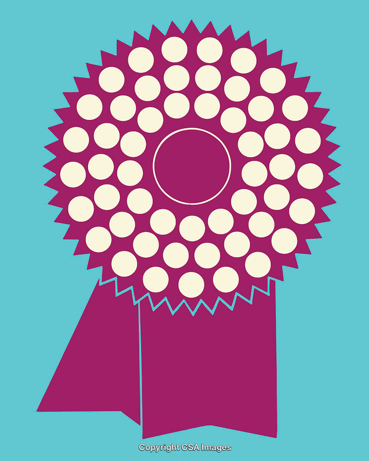 Retro-Style Award Ribbon Illustration on Vibrant Colored Background