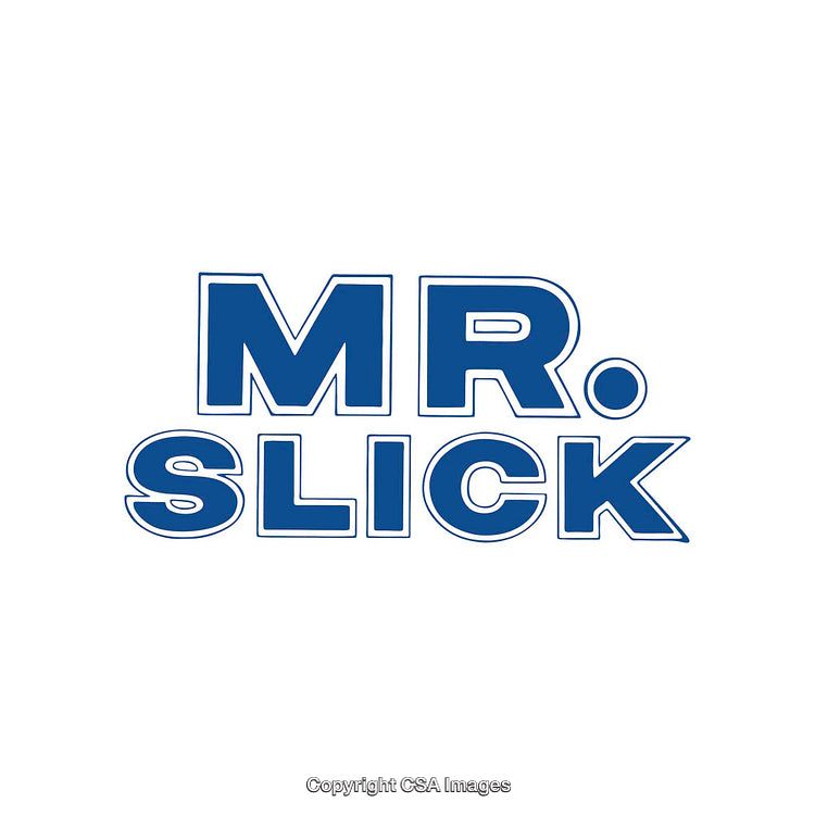 Blue Bold Text Logo Reading 'Mr. Slick' on White Background