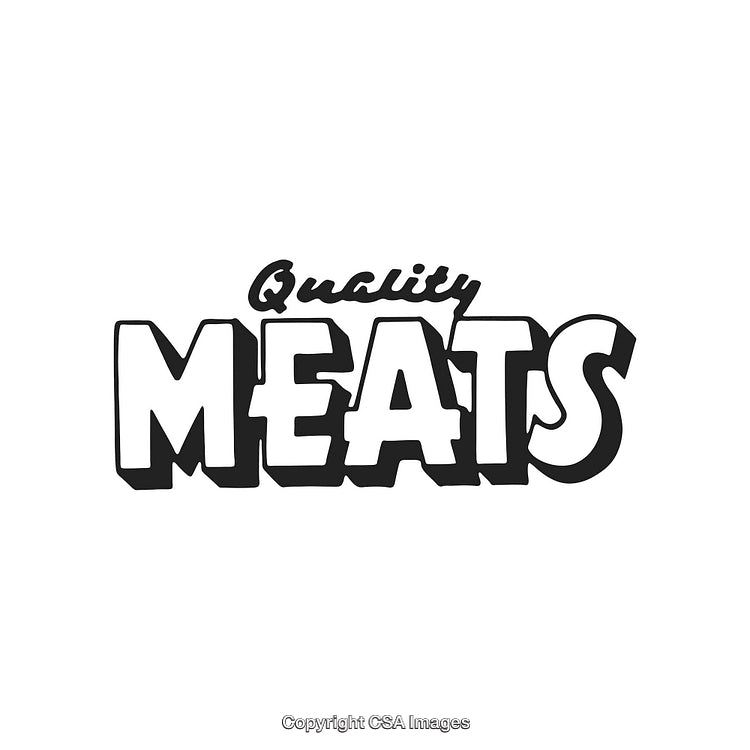 Black and White Quality Meats Sign Emphasizing Freshness and Expertise