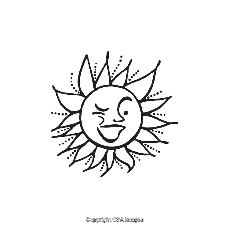 Joyful Sun Illustration with Playful and Winking Expression