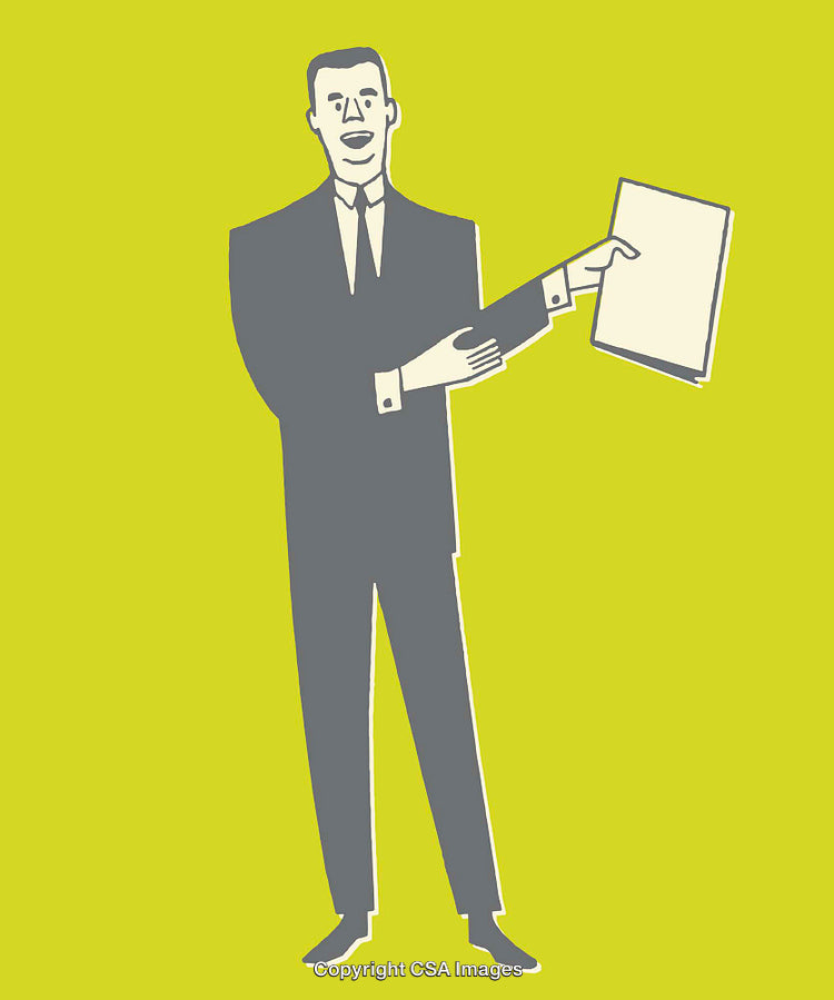 Businessman Holding a Document in a Bold Color Illustration Style