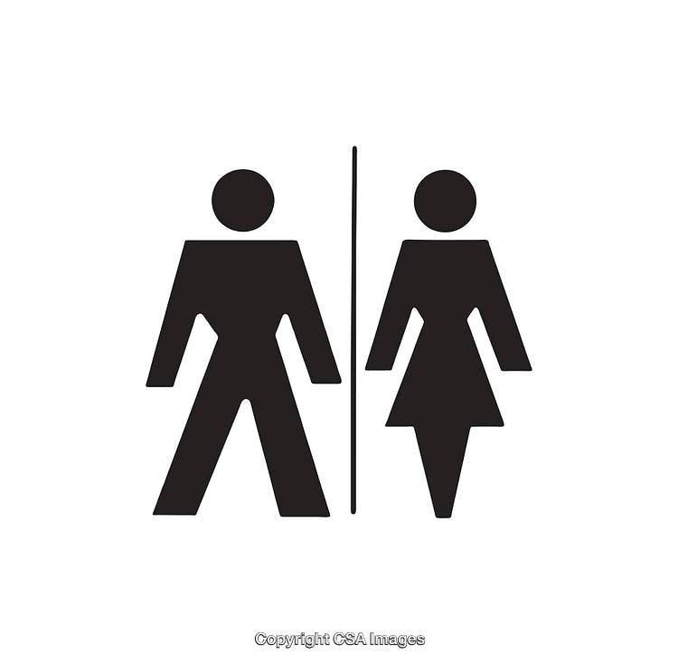 Black and White Symbol of Male and Female Restroom Icons
