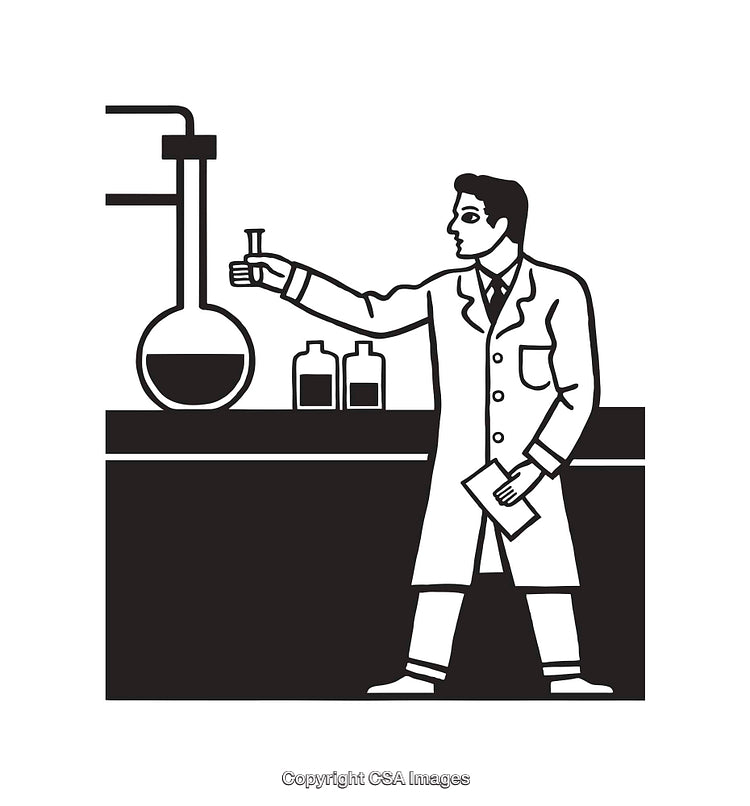 Scientist Conducting Experiment in Laboratory with Glassware and Chemicals