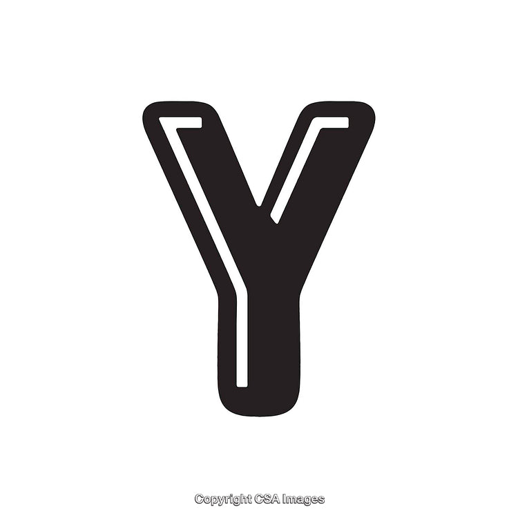 Large Bold Letter Y in Black with White Outline on White Background