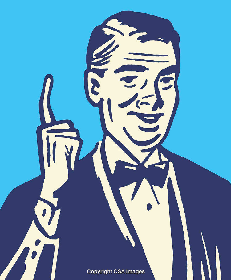Retro Style Illustration of a Businessman Gesturing With a Confident Expression