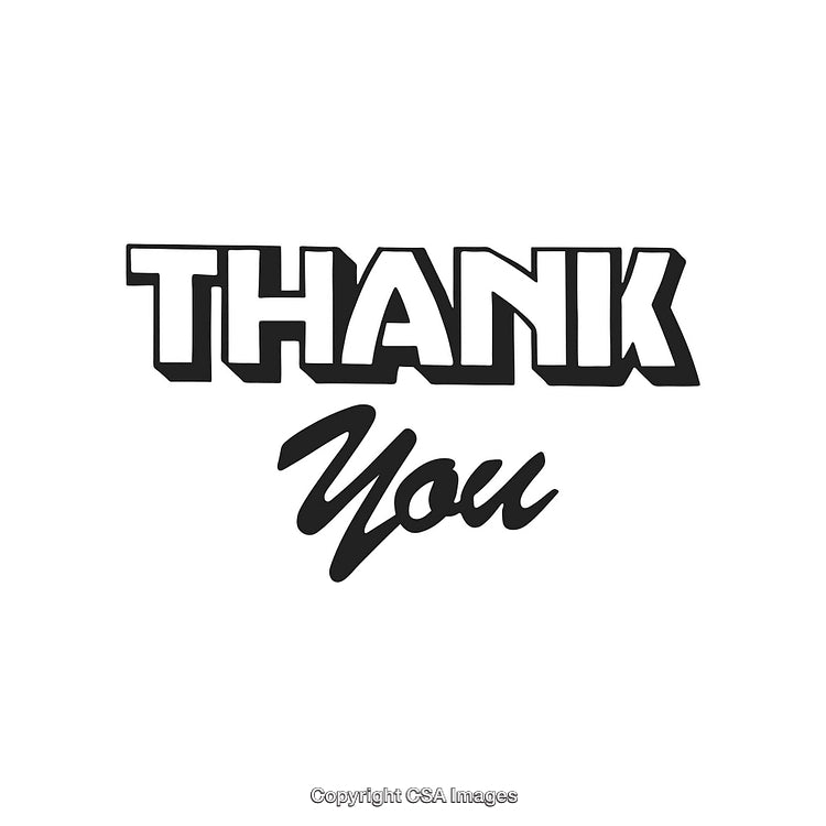 Stylized 'Thank You' Text Illustration on White Background