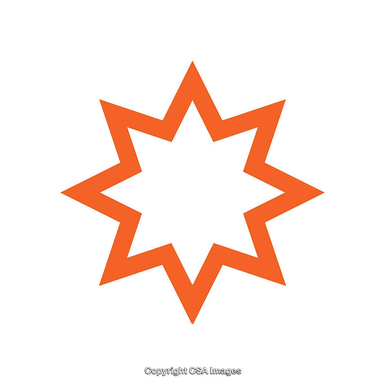 Abstract Orange Eight-Point Star Symbol on White Background