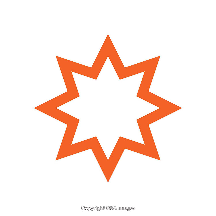 Abstract Orange Eight-Point Star Symbol on White Background