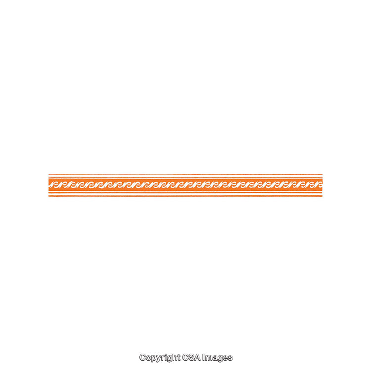 Orange and White Decorative Border Design with Swirled Patterns