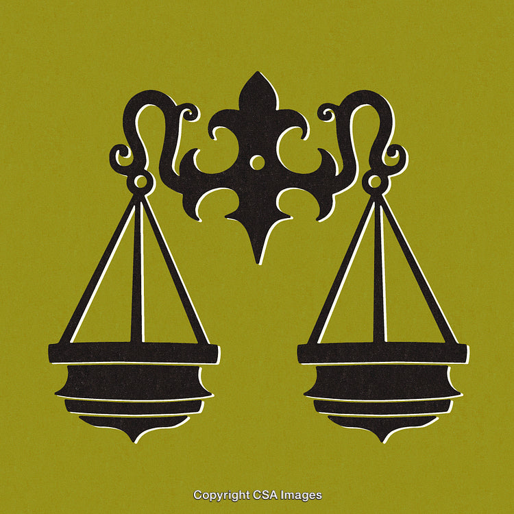 Decorative Scales of Justice Symbol on a Green Background