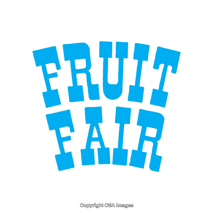 Bold Blue Text Highlighting 'Fruit Fair' on White Background