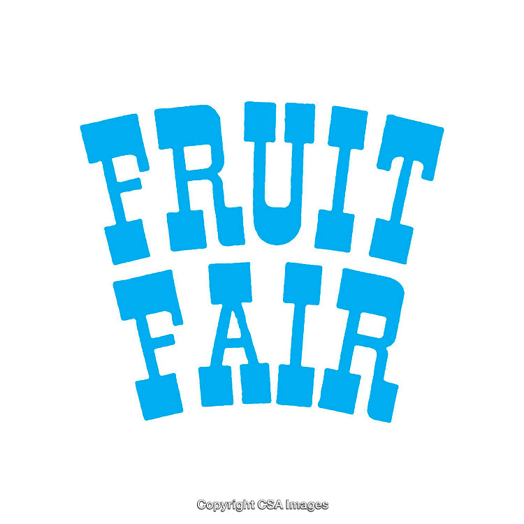 Bold Blue Text Highlighting 'Fruit Fair' on White Background