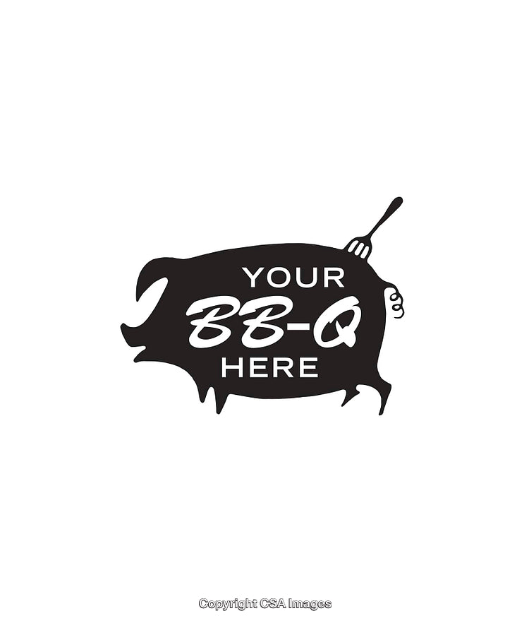 Customizable BBQ Logo Featuring Pig Silhouette and Fork Design