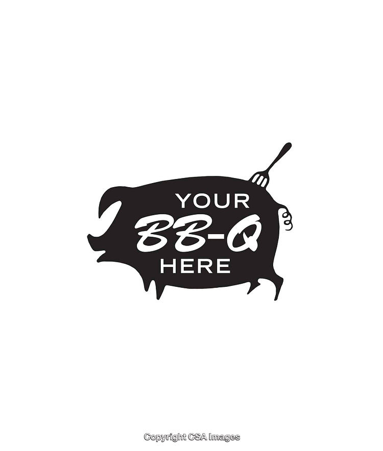 Customizable BBQ Logo Featuring Pig Silhouette and Fork Design