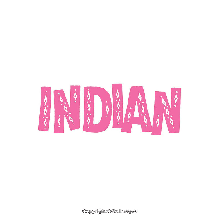 Pink Typography Depicting the Word Indian with Decorative Details