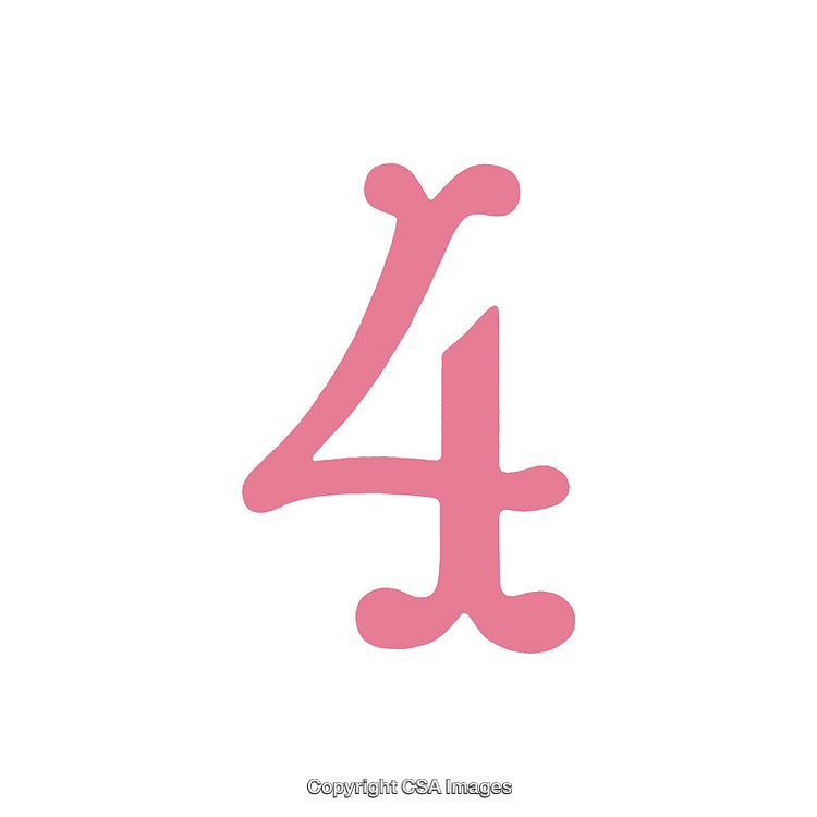 Pink Numeral Four Symbol on a Clean White Background