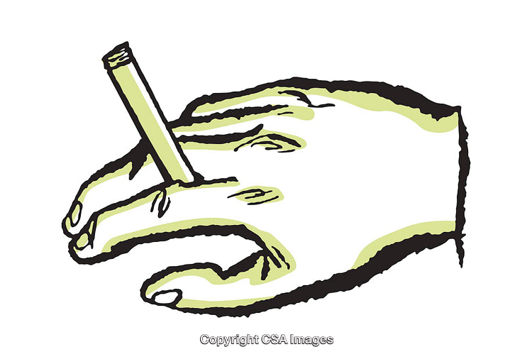 Colorful Illustration of a Hand Holding a Cylinder Object in Outline Style
