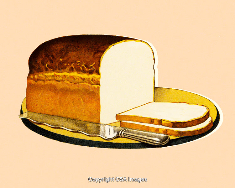 Freshly Baked Loaf of Bread with Knife and Slices on a Plate