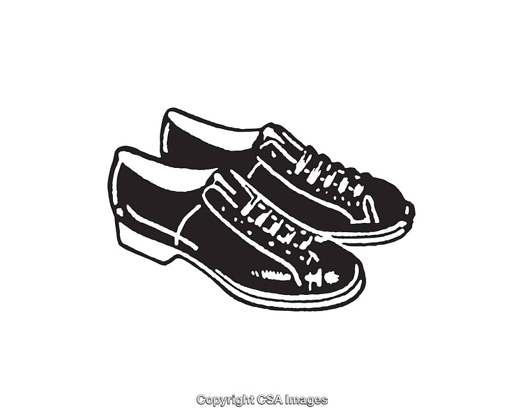 Black and White Illustration of Dress Shoes in Line Art Style