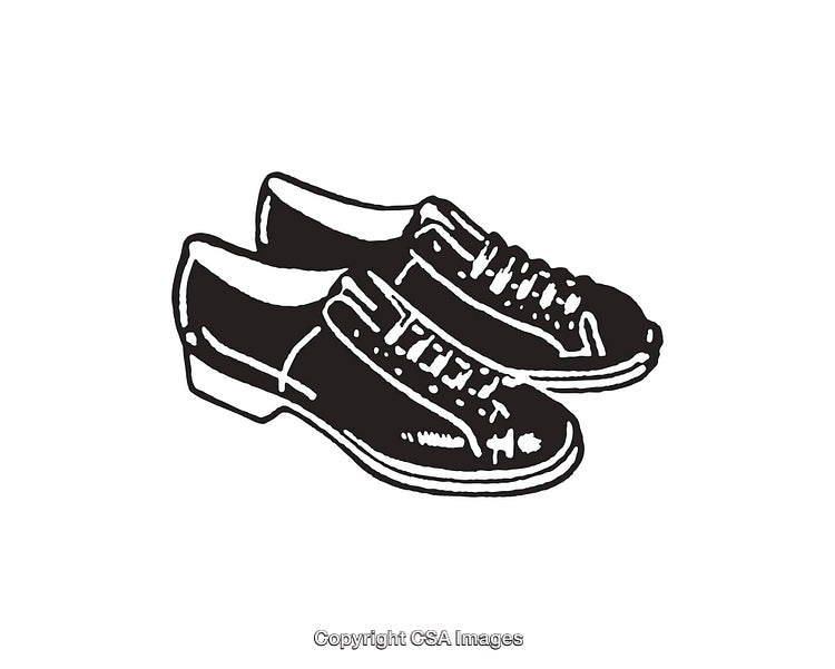 Black and White Illustration of Dress Shoes in Line Art Style