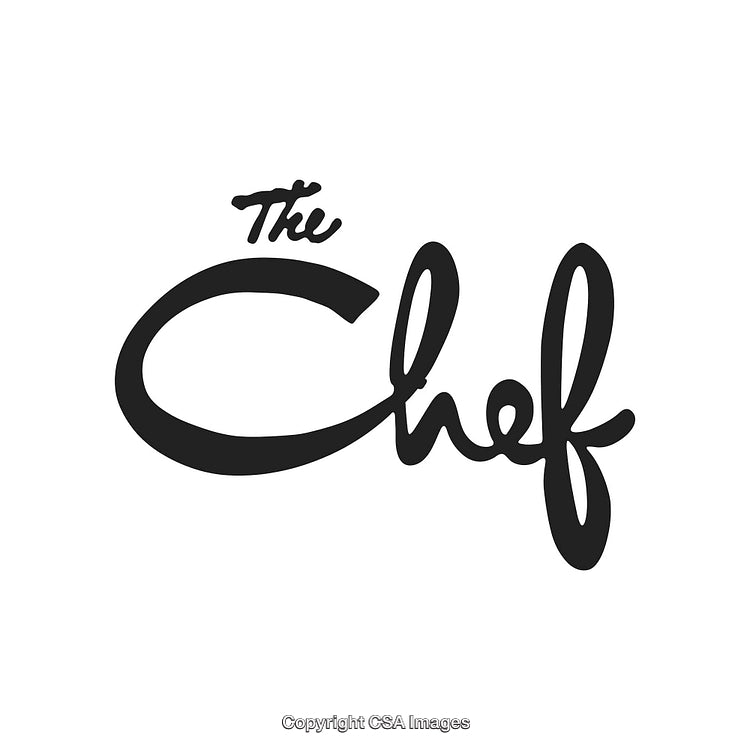 Elegant Typography Design Featuring the Words "The Chef" in Script Font