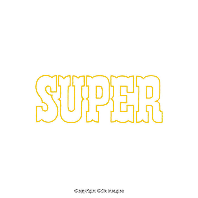 Bold Yellow "SUPER" Typography on a White Background