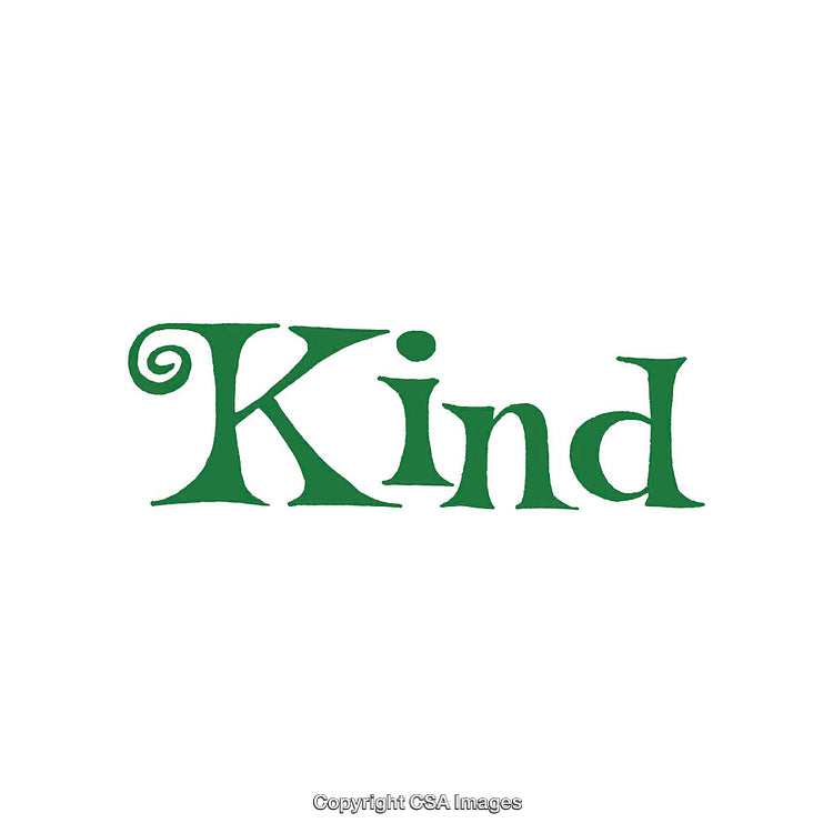 Green Typographic Design of the Word 'Kind' on White Background
